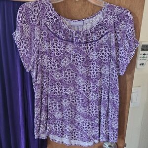 Laura Scott Purple Floral Top sz M